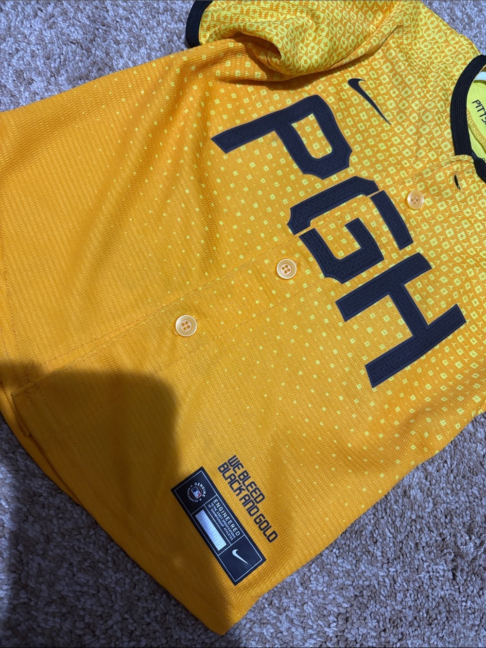 Nike Yellow PGH Kids Button-Front Baseball Jersey